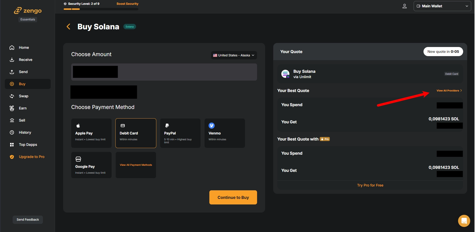 Purchase crypto with Zengo